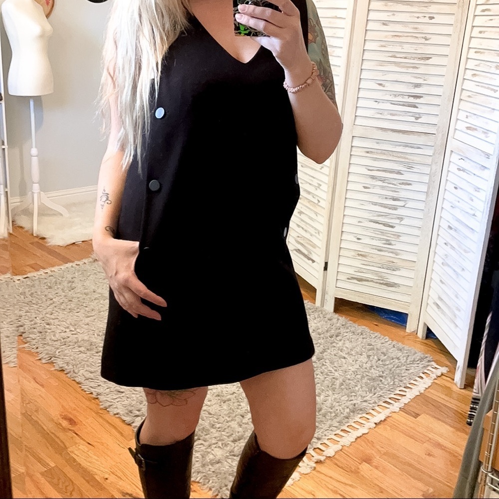 MIXXO | Black Sleeveless Button Jumper Dress - Picture 2 of 10